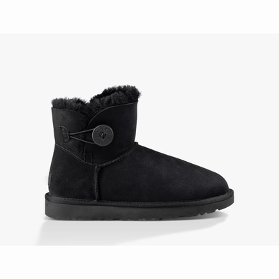 Botas UGG Mini Bailey Button II Mulher Pretas | PT-RYLFZ